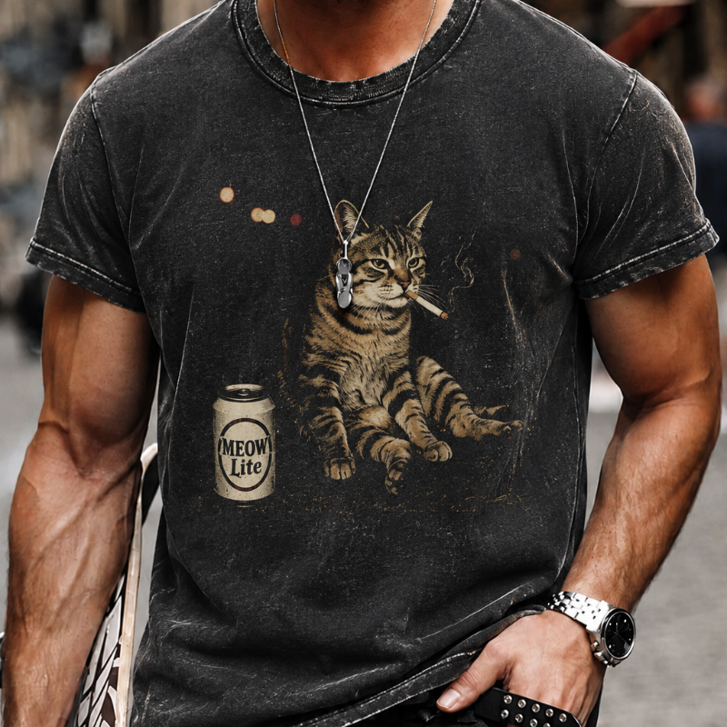 WACKY CAT Vintage Graphic T-Shirt