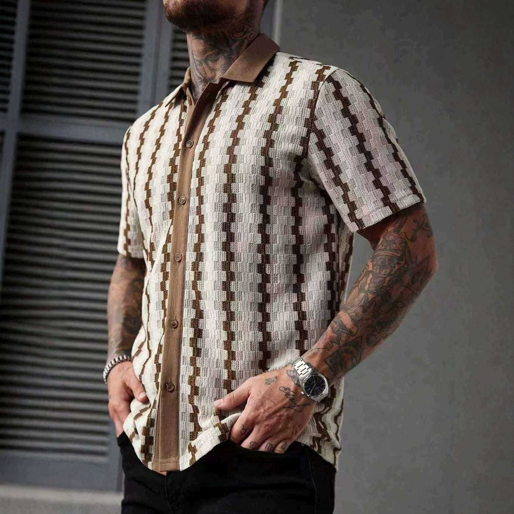 Men's Vintage Checkered Knit Shirt