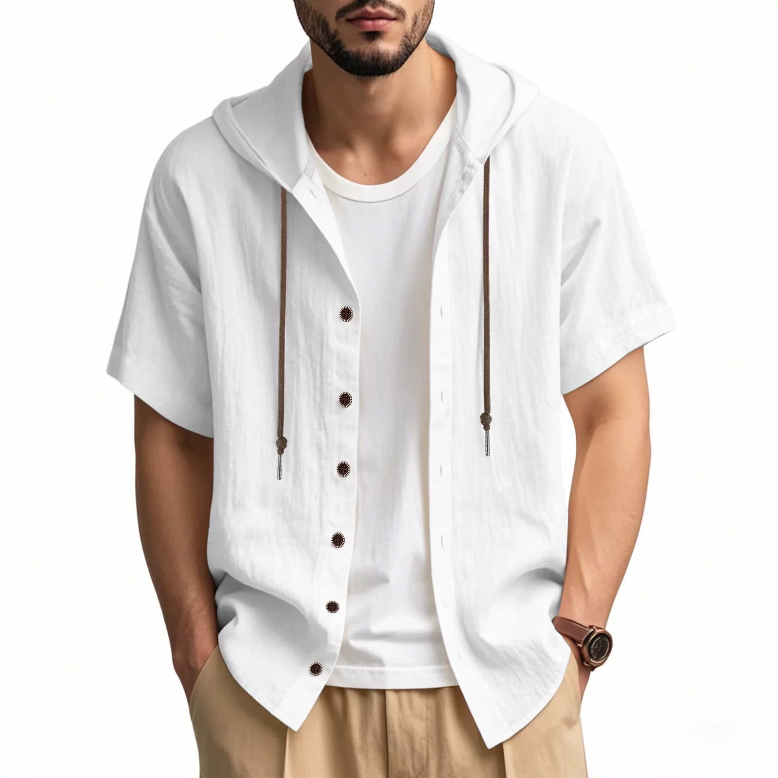 Men’s Hooded Linen Shirt