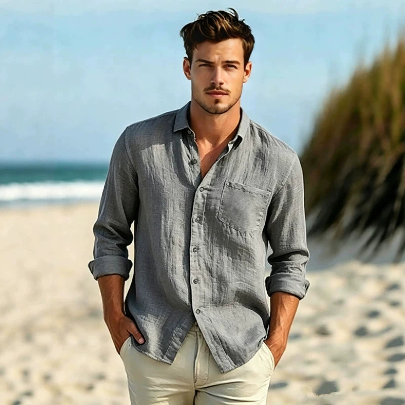 Men's Cotton Linen Sun Protection Shirt