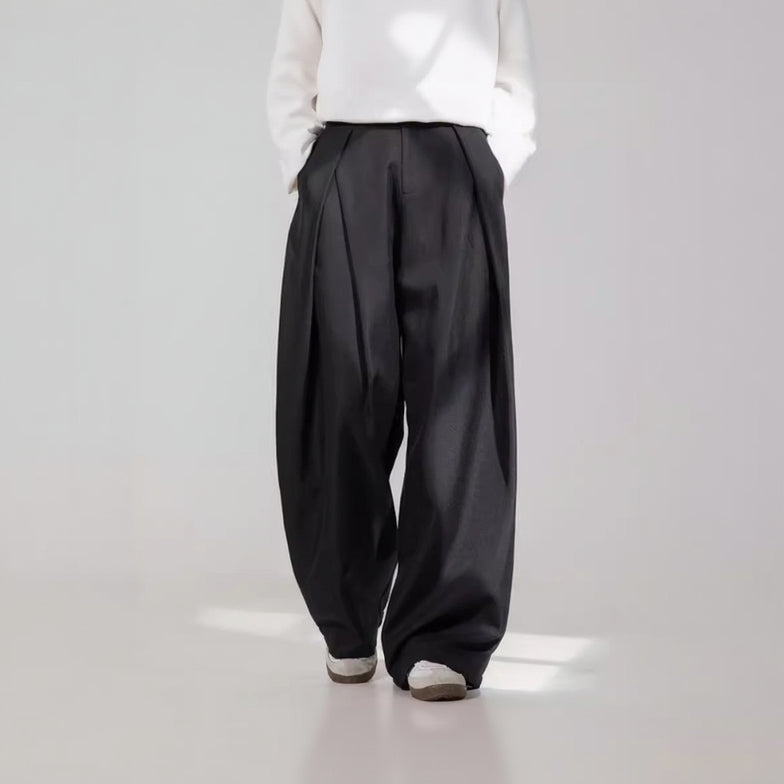 Men's Taupe Old Money Pleated Trousers