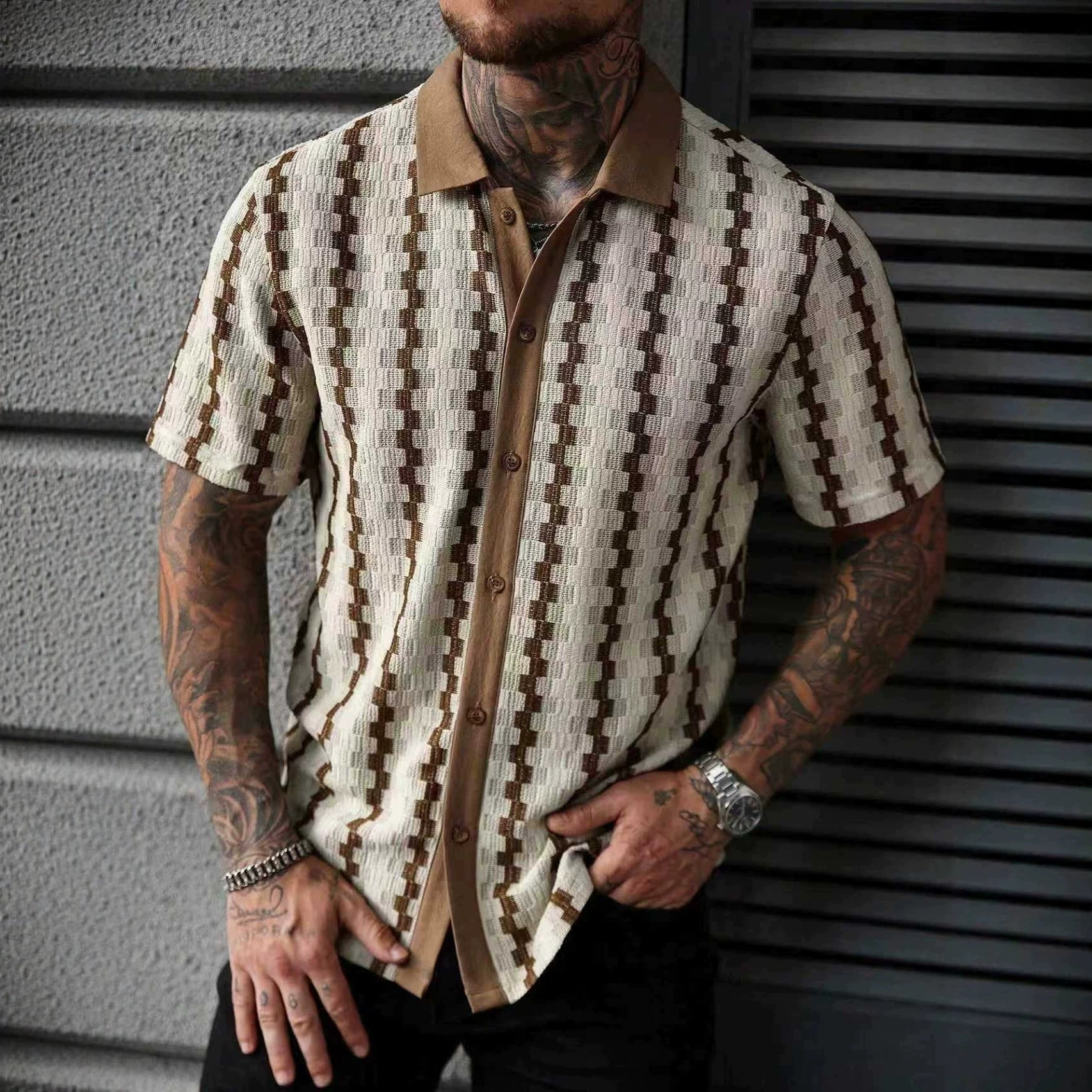 Men's Vintage Checkered Knit Shirt