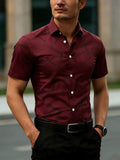 Men’s Slim Fit Burgundy Geometric Shirt