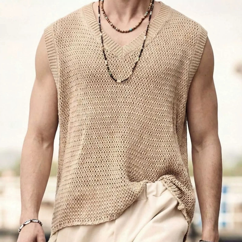 Men’s Hollow Knit Sleeveless Sweater