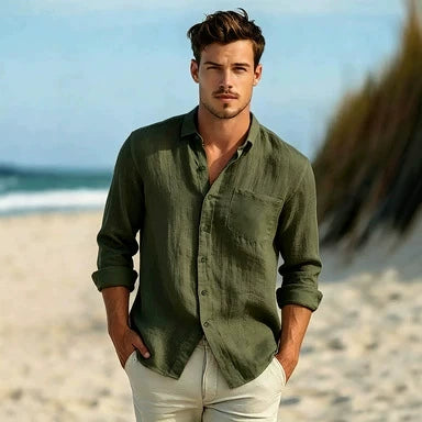 Men's Cotton Linen Sun Protection Shirt